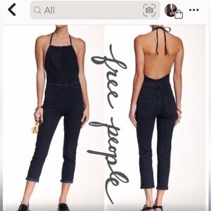Free People Denim Overall Open Back